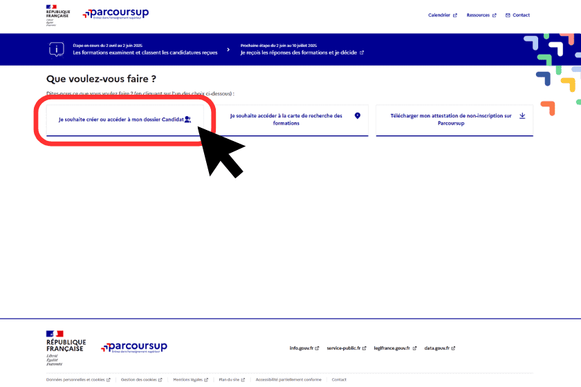 Je souhaite accéder dossier candidat Parcoursup