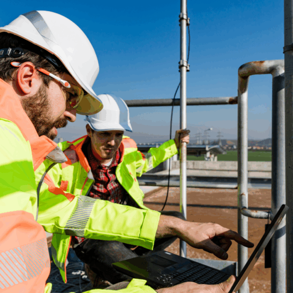 Deux hommes en gilets jaunes.