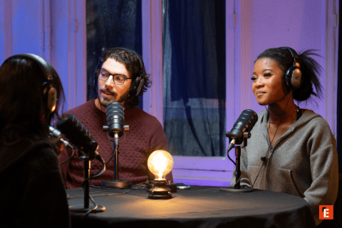 enregistrement d'un podcast par des étudiants de l'ESP