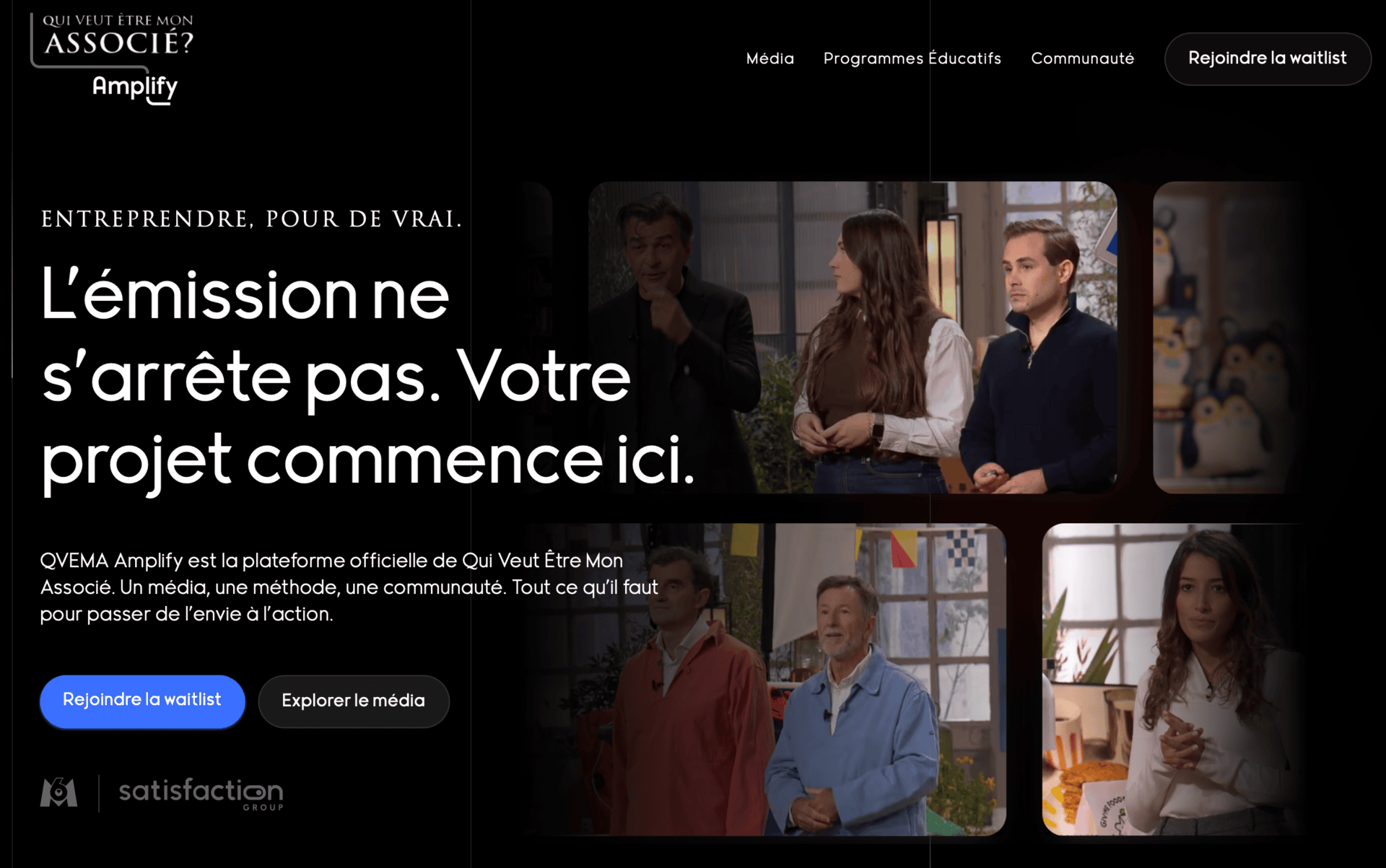 La home page de Qui veut être mon associé