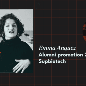 Emma, alumni SupBiotech posant pour son interview
