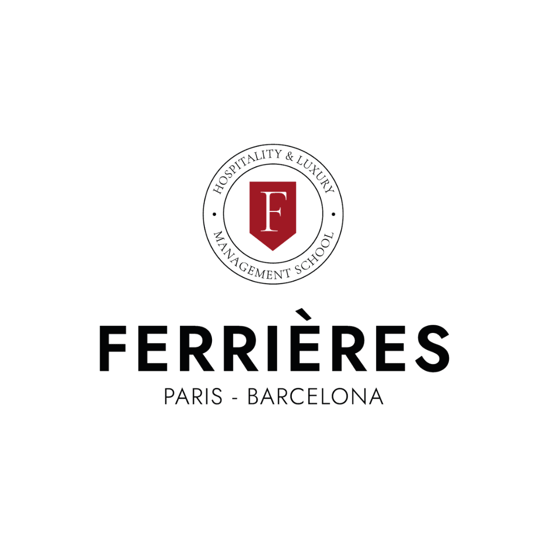 Logo Ferrières, sceau rouge et noir de lécole de management hôtelier et luxe, Paris.