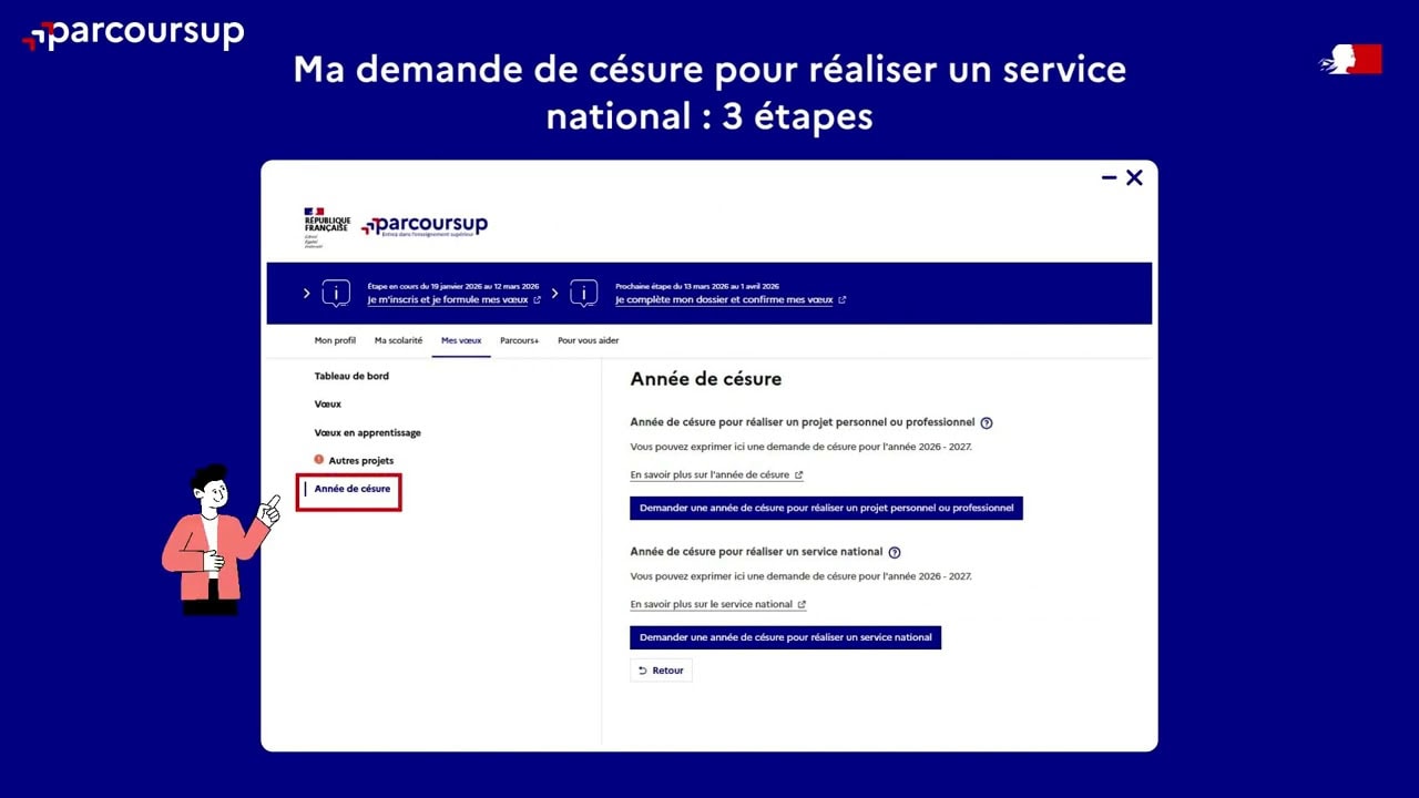 Parcoursup : demande dannée de césure pour service national en 3 étapes.