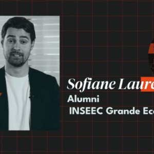 Portrait interview dun ancien élève INSEEC Grande École, homme en blazer et micro-cravate.