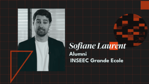 Portrait interview dun ancien élève INSEEC Grande École, homme en blazer et micro-cravate.