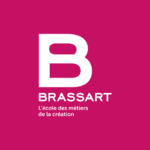 Logo BRASSART : grand B blanc sur fond magenta, école des métiers de la création.