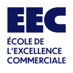 Logo bleu marine de lÉcole de lExcellence Commerciale, monogramme EEC minimaliste.