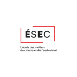 Logo ÉSEC, école des métiers du cinéma et de laudiovisuel, typographie noire et cadre rouge.