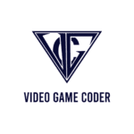 Logo minimaliste bleu marine codeur jeux vidéo, monogramme triangle inversé VGC.