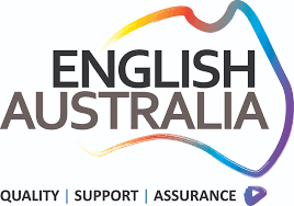 Logo English Australia avec contour australien coloré, éducation, qualité, soutien et assurance.