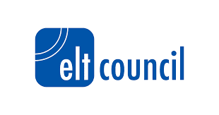 Logo ELT council bleu : icône carrée arrondie « elt » et logotype « council ».