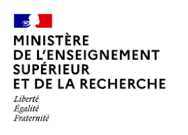 Logo du Ministère de lEnseignement supérieur et de la Recherche, drapeau tricolore, Liberté Égalité Fraternité.