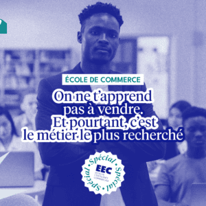 Affiche événement École de commerce : conférence vente pour étudiants, 29.04, LExpress Éducation.