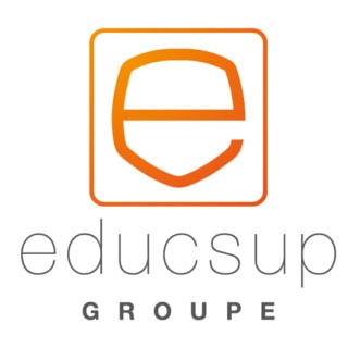 Logo educsup orange en e-bouclier pour groupe déducation.