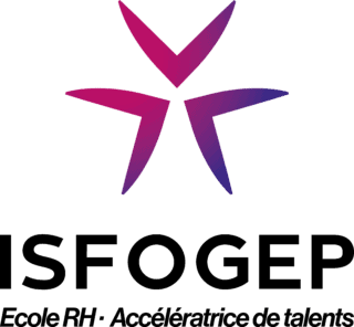 Logo étoile magenta-indigo dégradé moderne sur fond noir.