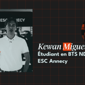 Portrait étudiant Kewan Miguet-Henry, ESC Annecy, BTS NDRC, photo noir et blanc.