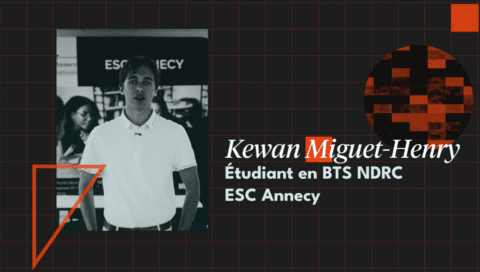 Portrait étudiant Kewan Miguet-Henry, ESC Annecy, BTS NDRC, photo noir et blanc.