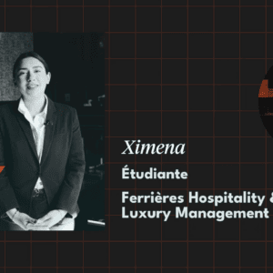 Portrait noir et blanc de Ximena, étudiante Ferrières Hospitality et Luxury Management School.