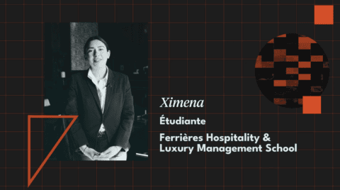 Portrait noir et blanc de Ximena, étudiante Ferrières Hospitality et Luxury Management School.