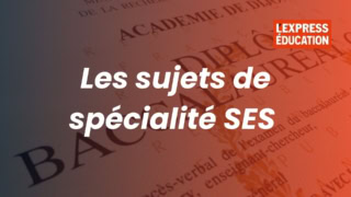 Sujets de spécialité SES pour le bac, document officiel en fond.